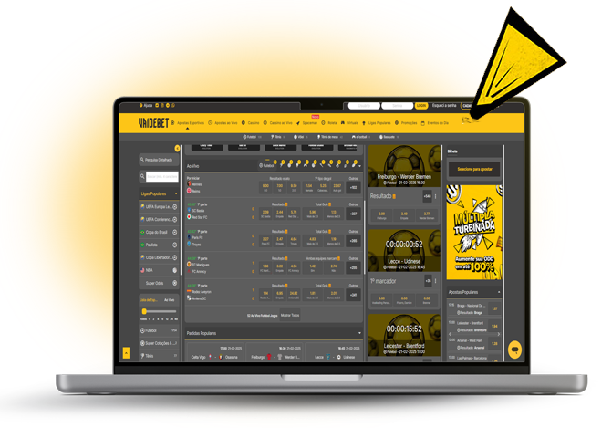 Notebook com o site oficial da Vai de Bet